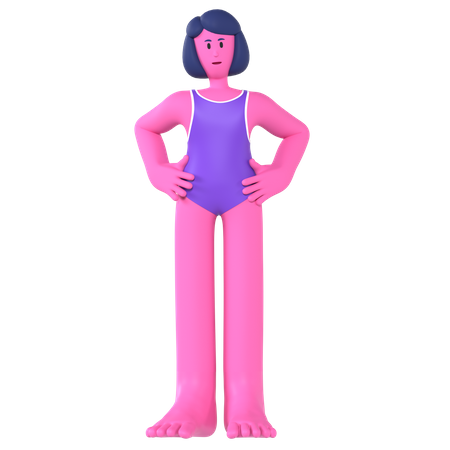Girl wearing swimsuit  3D Illustration