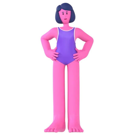 Girl wearing swimsuit  3D Illustration