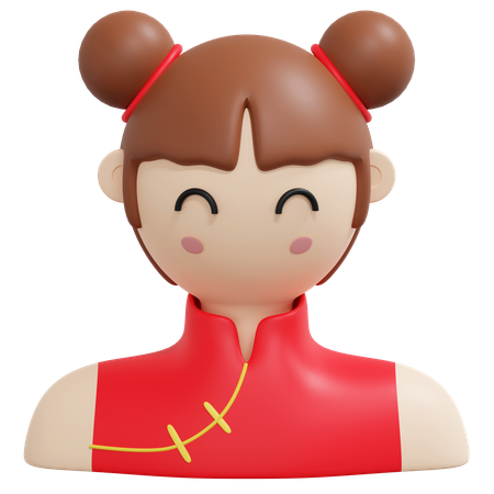 Girl Wearing Traditional Chinese Costume  3D Icon