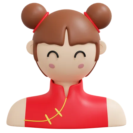 Girl Wearing Traditional Costume Chinese New Year 3 D Icon Illustration 3D Icon