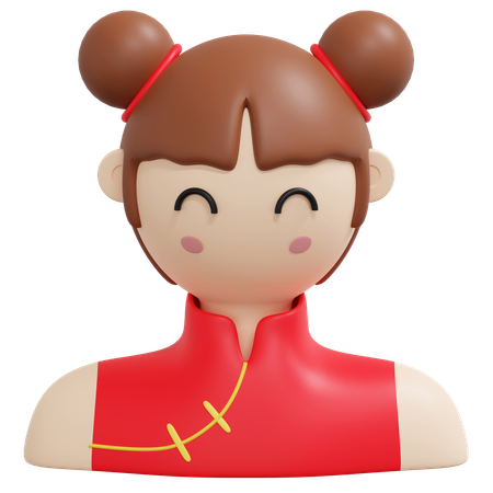 Girl Wearing Traditional Chinese Costume  3D Icon