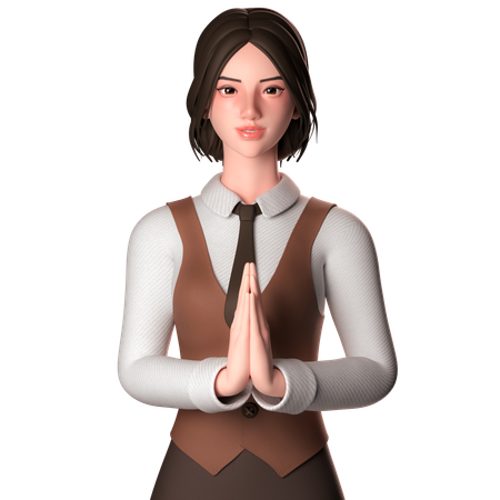 Girl Welcoming Guests  3D Illustration