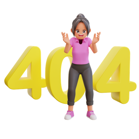 Girl with 404 error  3D Illustration