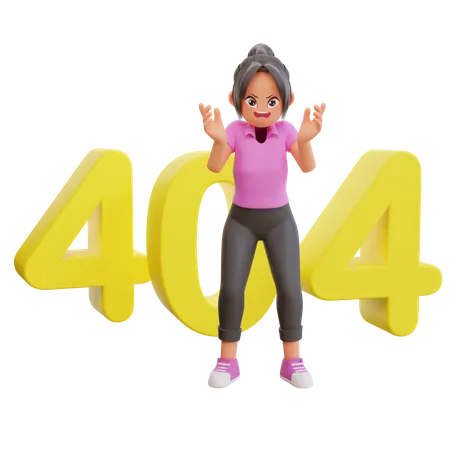 Girl with 404 error  3D Illustration