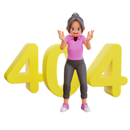 Girl with 404 error 3D Illustration
