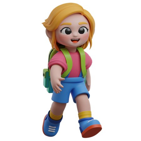 Girl With Backpack  3D Icon