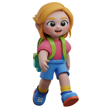 Girl With Backpack  3D Illustration