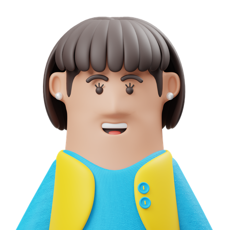 Girl With Bangs  3D Illustration