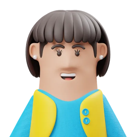 Girl With Bangs  3D Illustration