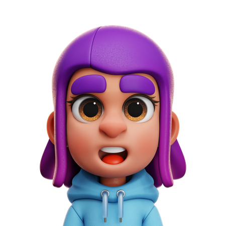 GIRL WITH BLUE HOODIE  3D Icon