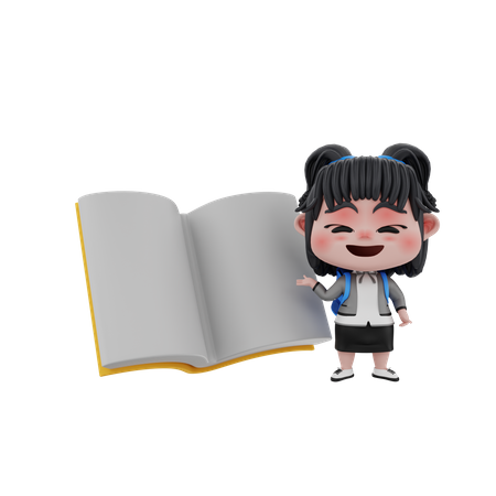 Girl with book  3D Icon