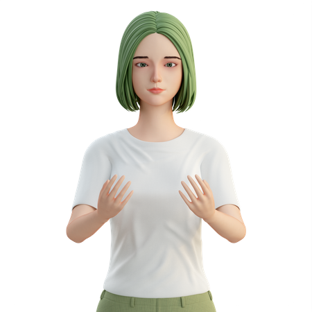 Girl with both open hands  3D Icon