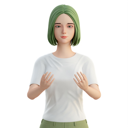 Girl with both open hands  3D Illustration