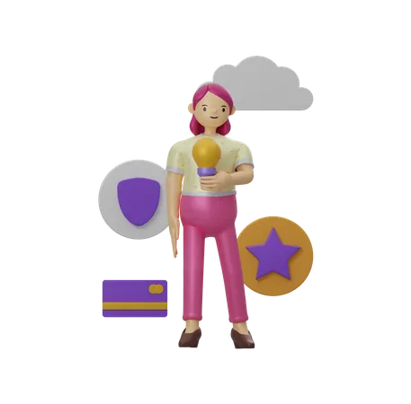 Girl with business idea 3D Illustration