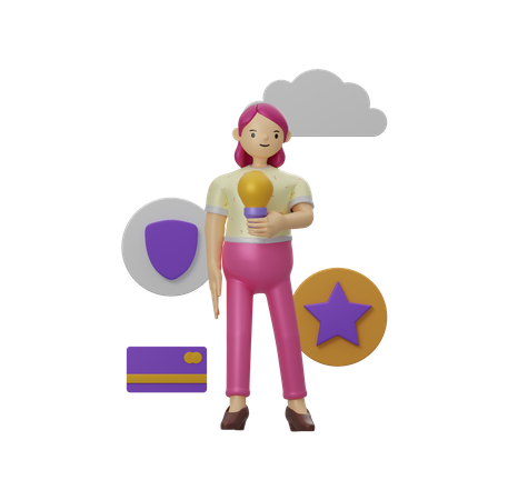 Girl with business idea  3D Illustration