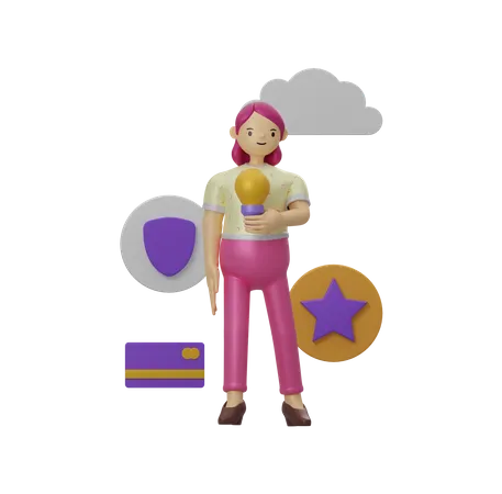 Girl with business idea  3D Illustration