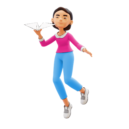 Girl with business plan  3D Icon
