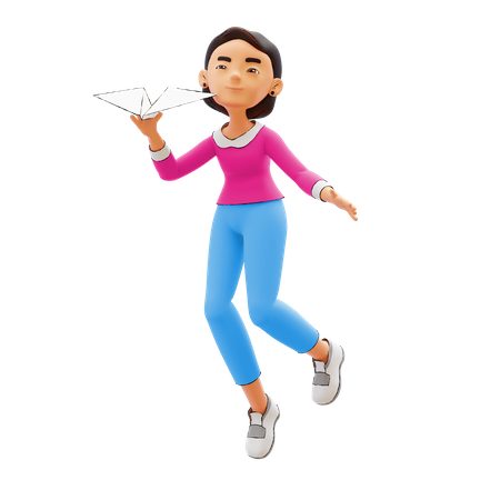 Girl with business plan 3D Illustration