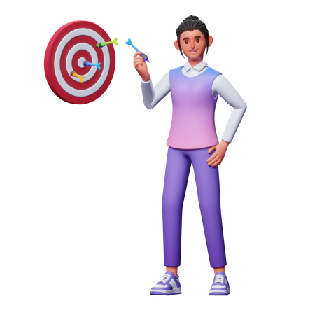 Girl With Business Target  3D Icon