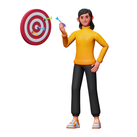 Girl With Business Target  3D Icon