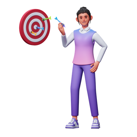 Girl With Business Target 3D Illustration