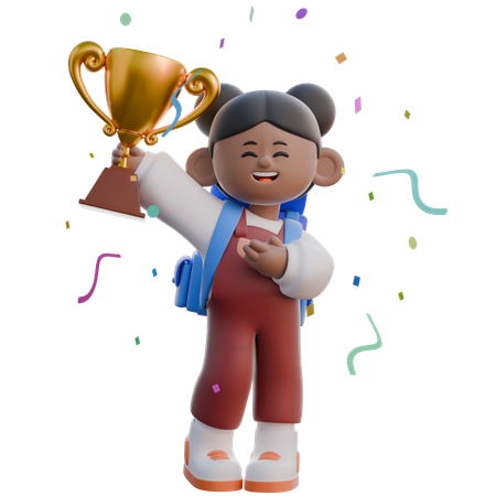 Girl with Celebrating Victory pose  3D Icon