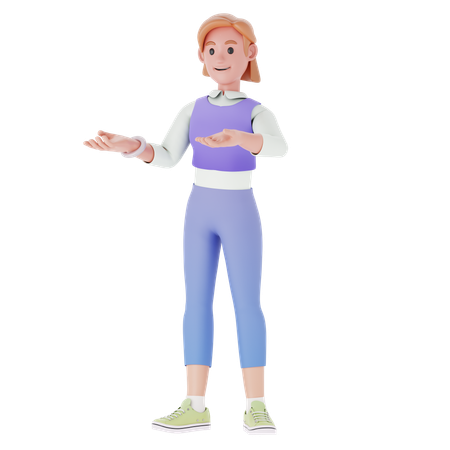 Girl With Conveying Pose  3D Illustration