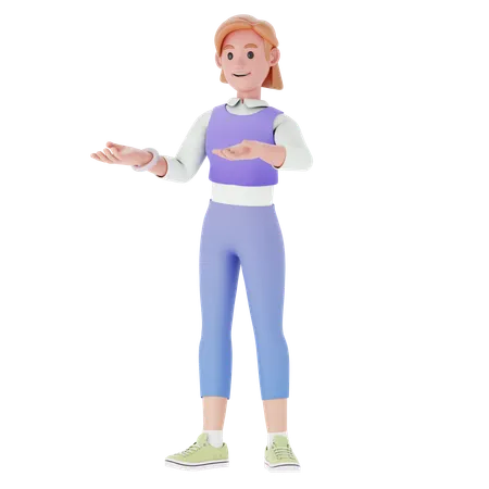 Girl With Conveying Pose  3D Illustration