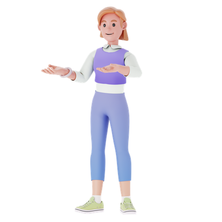 Girl With Conveying Pose  3D Icon