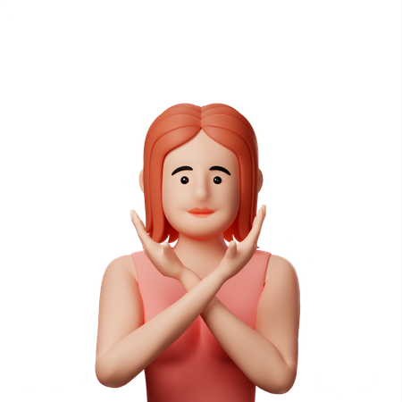 Girl with crossed arms  3D Icon