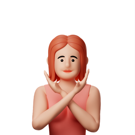 Girl with crossed arms  3D Illustration