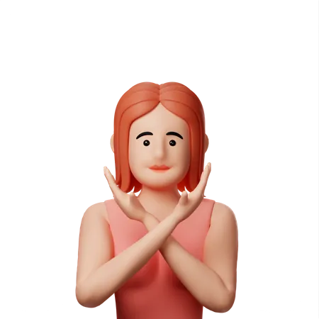 Girl with crossed arms  3D Illustration