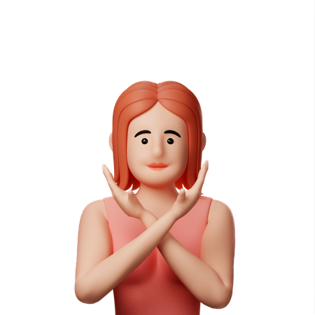 Girl with crossed arms 3D Illustration