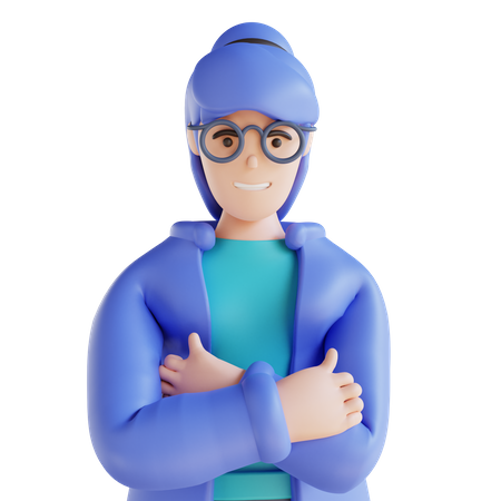 Girl with crossed arms pose  3D Icon