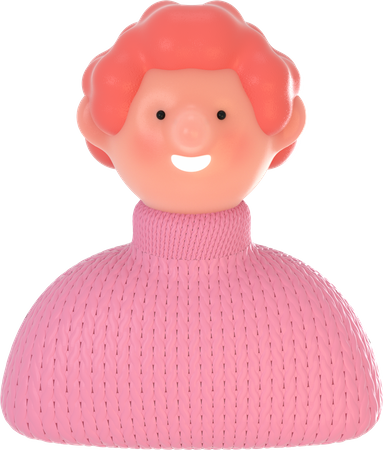 Girl with curly hair  3D Icon