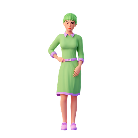 Girl with elegant pose  3D Icon
