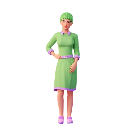 Girl with elegant pose  3D Illustration