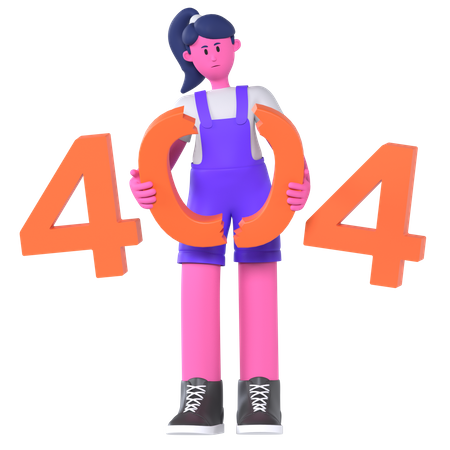 Girl With Error 404  3D Icon