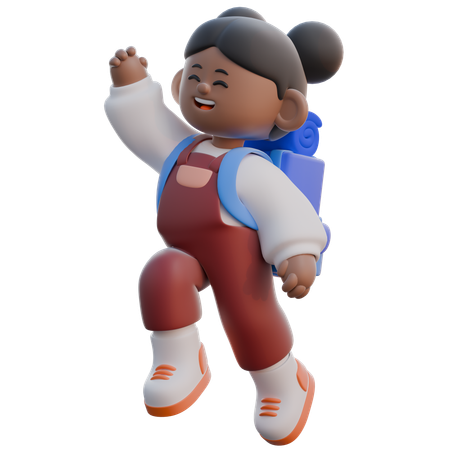 Girl with Excited pose  3D Icon
