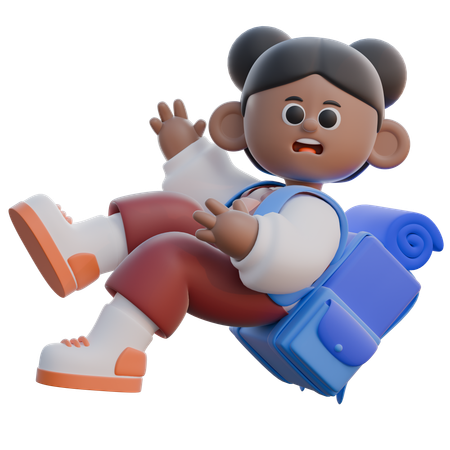 Girl with Falling Down  3D Icon