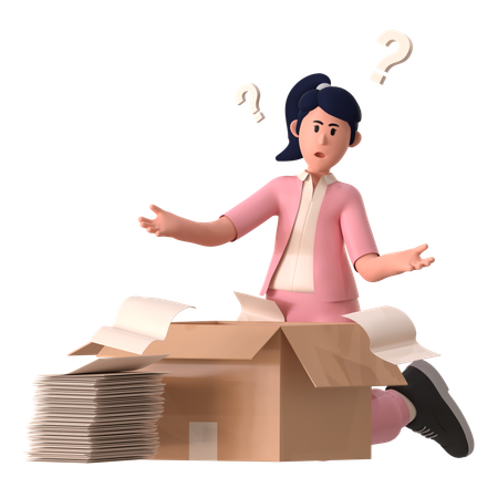 Girl with File Not Found  3D Illustration