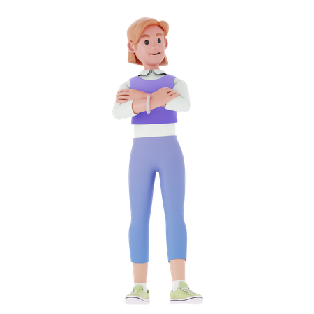 Girl With Firm Pose  3D Illustration