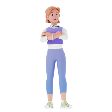 Girl With Firm Pose  3D Illustration