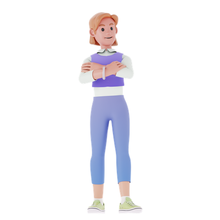 Girl With Firm Pose  3D Icon