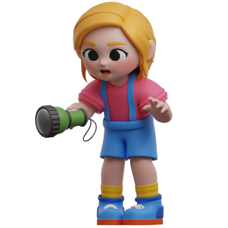 Girl With Flashlight  3D Icon