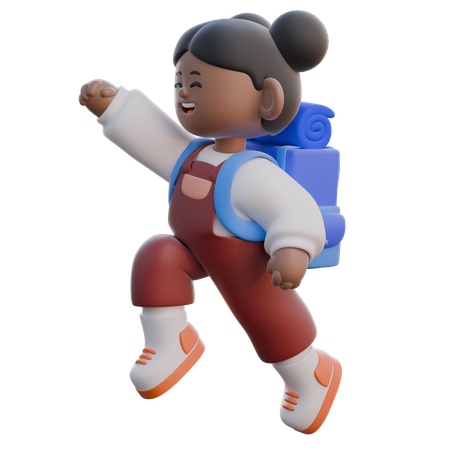 Girl with Flying On  3D Icon