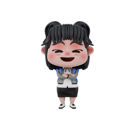 Girl with folded hands  3D Icon