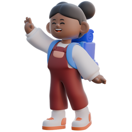 Girl with Giving High Five  3D Icon