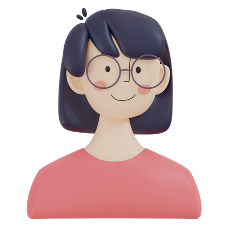 Girl with Glasses  3D Icon