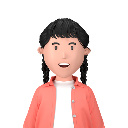 Girl with hair braid  3D Icon